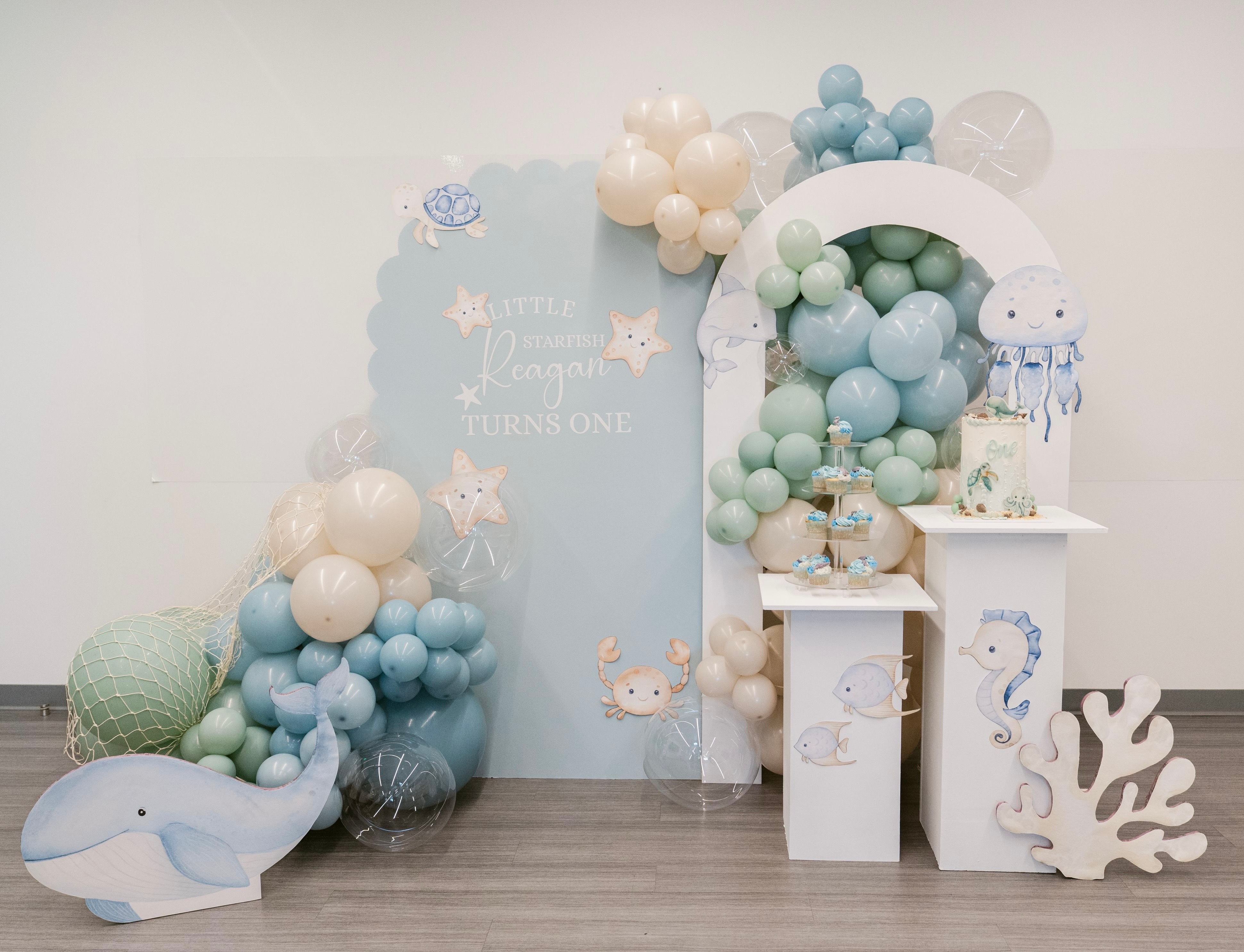 Ocean theme birthday party decor styled by Pragya Saikia in Sterling, Virginia